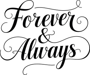 Forever & always typography vector black silhouette print design © Hanma Art