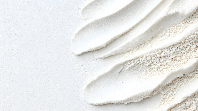 White powder swirls on textured background, food ingredient, recipe blog