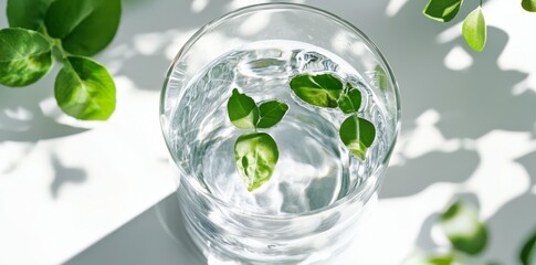 Glass of Sparkling Water with Fresh Mint Leaves