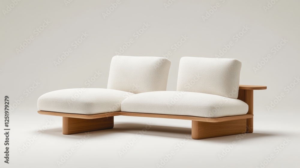 Poster minimalist sofa showcased from multiple angles in a serene interior setting highlighting its design 