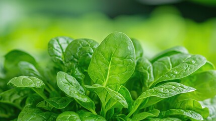 Fototapeta premium Fresh spinach leaves, close-up, garden, healthy food