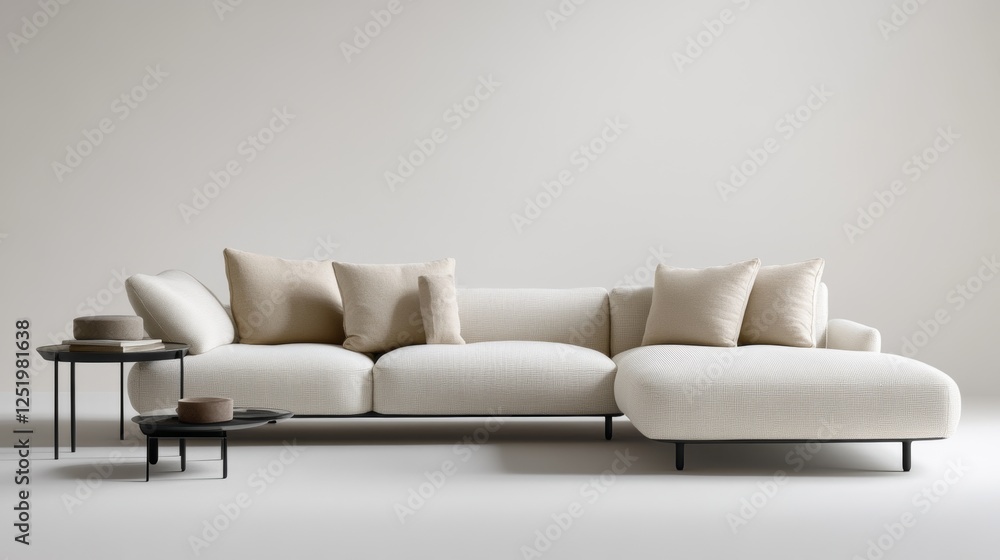Aufkleber view of a minimalist sofa from different angles highlighting its design and texture within a simple 