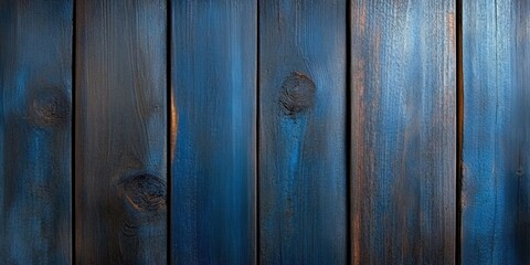 Naklejka premium Rustic vintage blue wooden planks background textured surface interior decor natural lighting close-up shot aesthetic appeal