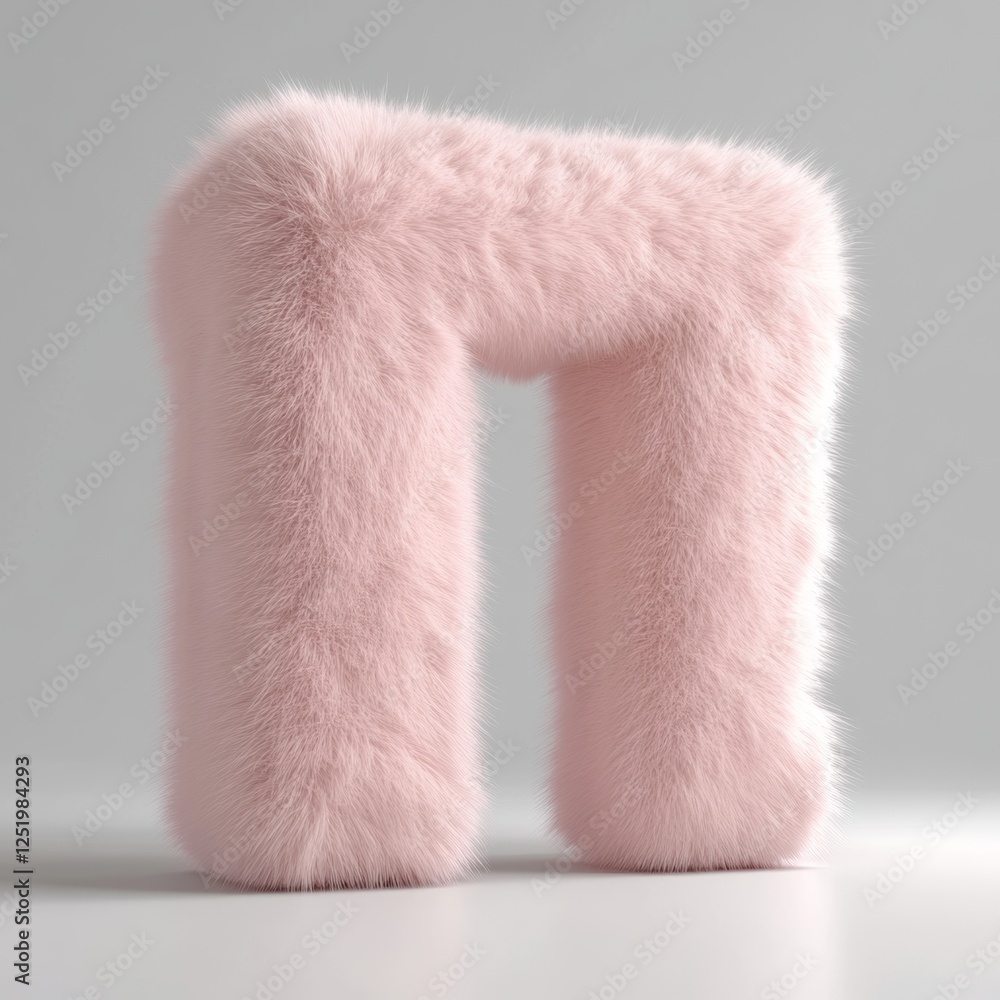 Poster fluffy light pink letter in 3d rendering against a pure white background showcasing soft texture and