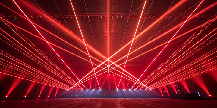 Abstract Red Light Rays and Fractal Motion Design - Powered by Adobe