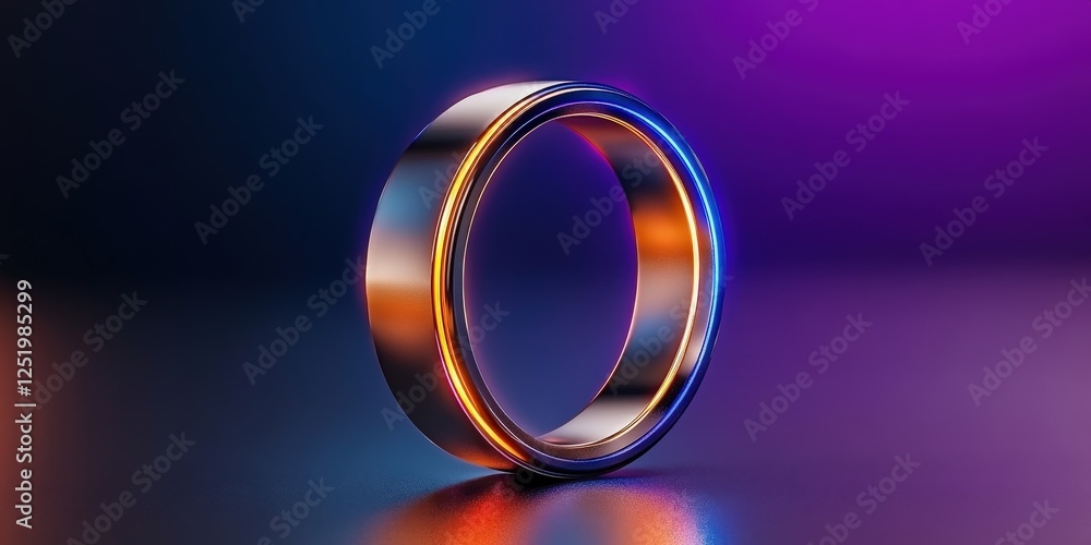 Aufkleber futuristic neon ring glowing in metallic loop vibrant gradient digital art studio environment close-