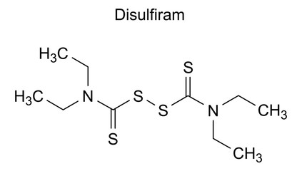 Chemical structure of disulfiram, drug substance