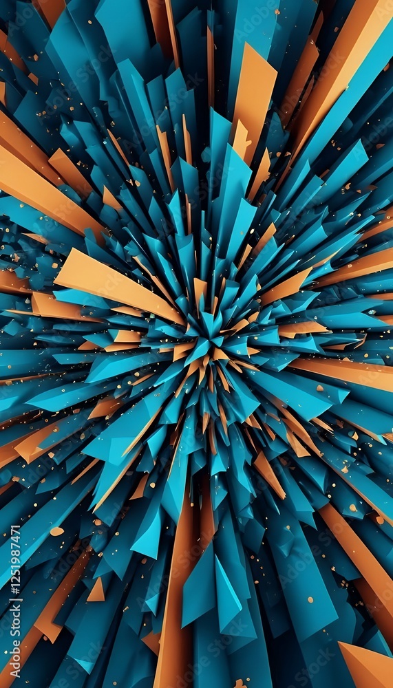 Poster surface design explosion crushing abstract background 3d illustration power geometric crushing light