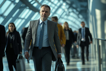 Professional Individuals Walking in a Modern Business Environment