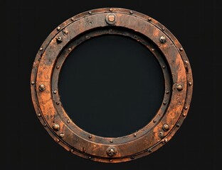 Obraz premium Rustic Wooden Porthole: A Vintage Maritime Decor Piece
