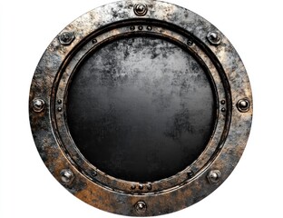 Rustic Metal Round Shield: A Vintage Industrial Design