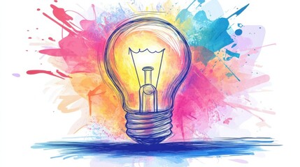 Glowing light bulb symbolizing creativity and innovation. Concept of ideas and inspiration