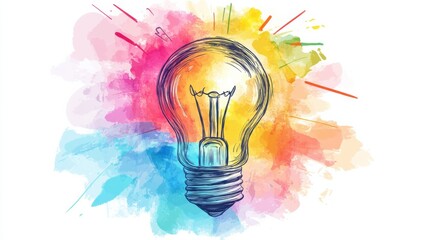 Glowing light bulb symbolizing creativity and innovation. Concept of ideas and inspiration