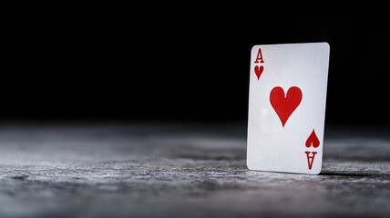 Ace of Hearts playing card on dark background