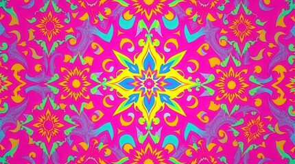 Fototapeta premium Abstract Seamless Psychedelic Pattern with Flowers and Swirls