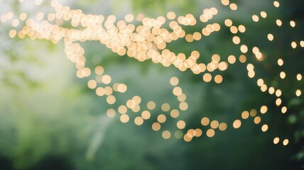Softly glowing bokeh lights create a dreamy atmosphere in a serene, natural setting, perfect for evoking feelings of warmth and tranquility.