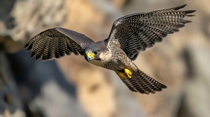 Majestic Falcon in Flight: Stunning Aerial View of a Powerful Raptor