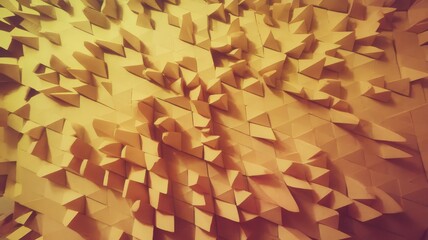 Fototapeta premium A vibrant abstract composition in warm yellow tones, showcasing a textured surface with dynamic triangular shapes and a play of light and shadow.