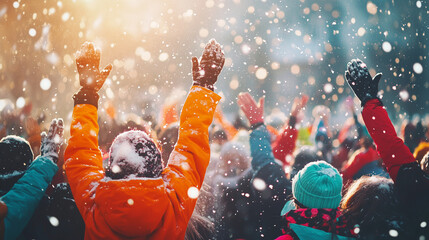 Luxury Après-Ski Celebration: Vibrant Winter Party at Upscale Mountain Resort with Fire Pits and Snowy Backdrops  