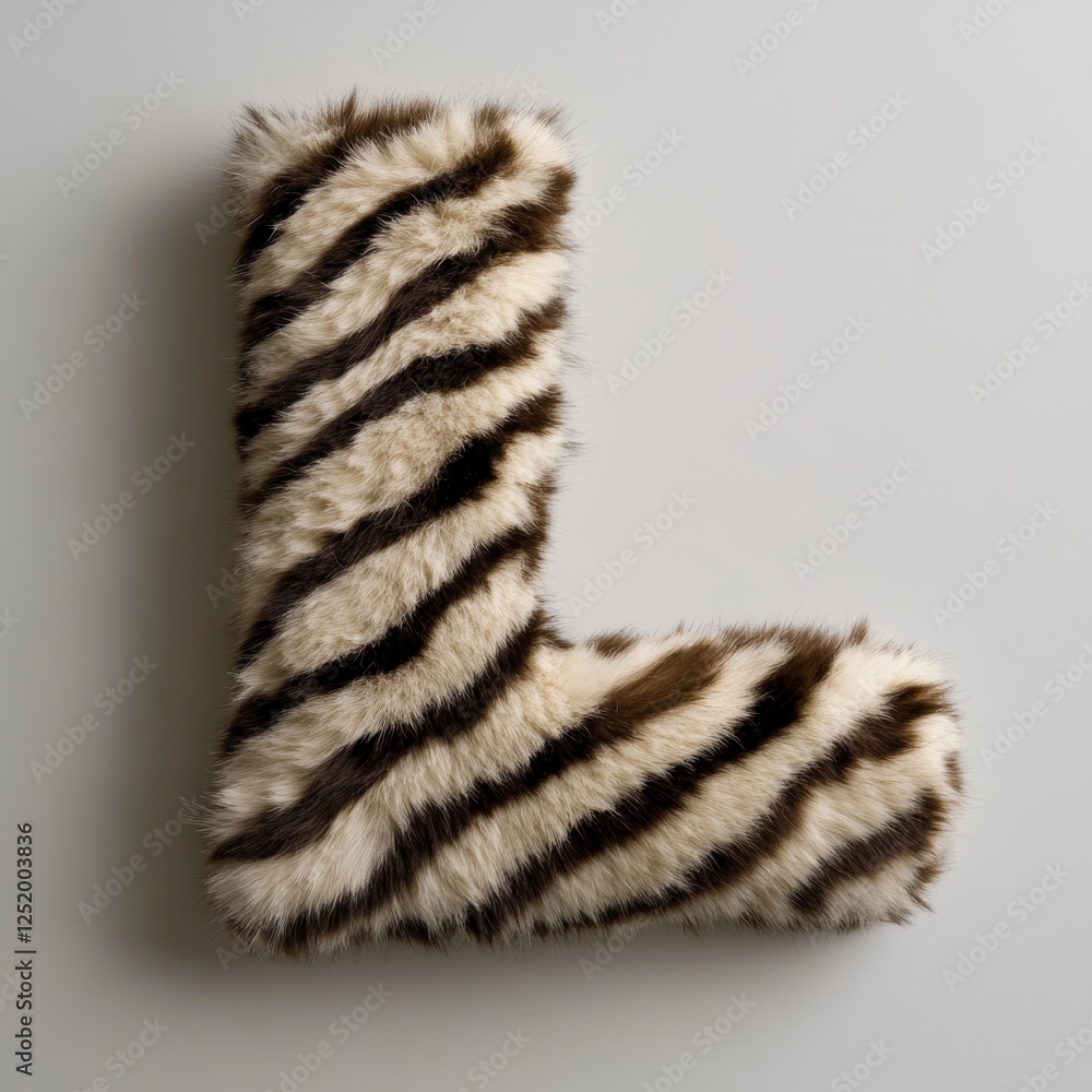 Poster zebra fur letter l on a white background showcasing unique texture and design for creative projects 