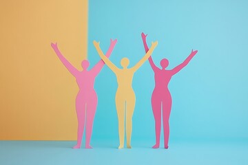 Fototapeta premium Connected Women Cutouts Teamwork Support Background