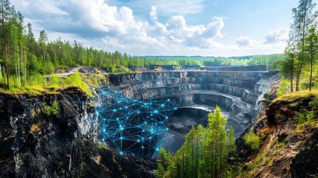 Digital mine network, forestry background