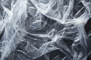 This image showcases delicate, translucent plastic material, capturing the interplay of light and shadows, emphasizing texture and ethereal quality of the plastic.