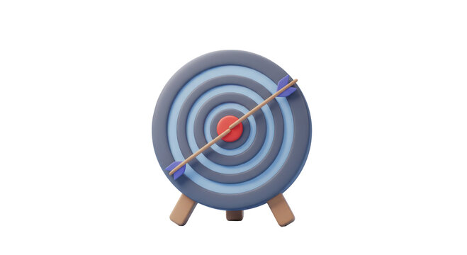 3d target and arrow isolated on transparent background,  Target with arrow in middle PNG, 
