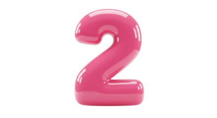 2 Number Made of Pink Balloon isolated on transparent background, Second 2nd Anniversary Made of Balloon PNG  