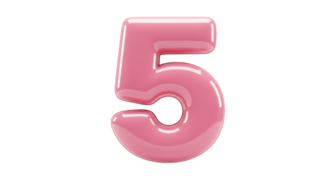 5 Number Made of Pink Balloon isolated on transparent background, Five 5th Anniversary Made of Balloon PNG  