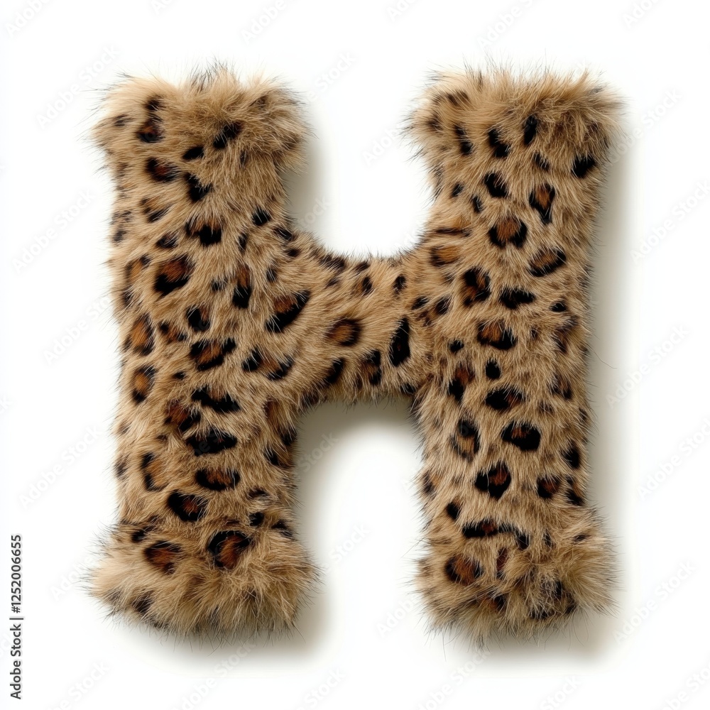 Poster letter h formed with leopard fur on a white background creating a unique and striking visual element