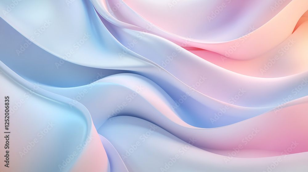 Poster an abstract background showcases geometric 3d smooth pastel shapes with a light color palette, gener
