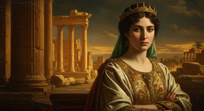 Regal Portrait Illustration of Queen Zenobia of Palmyra
