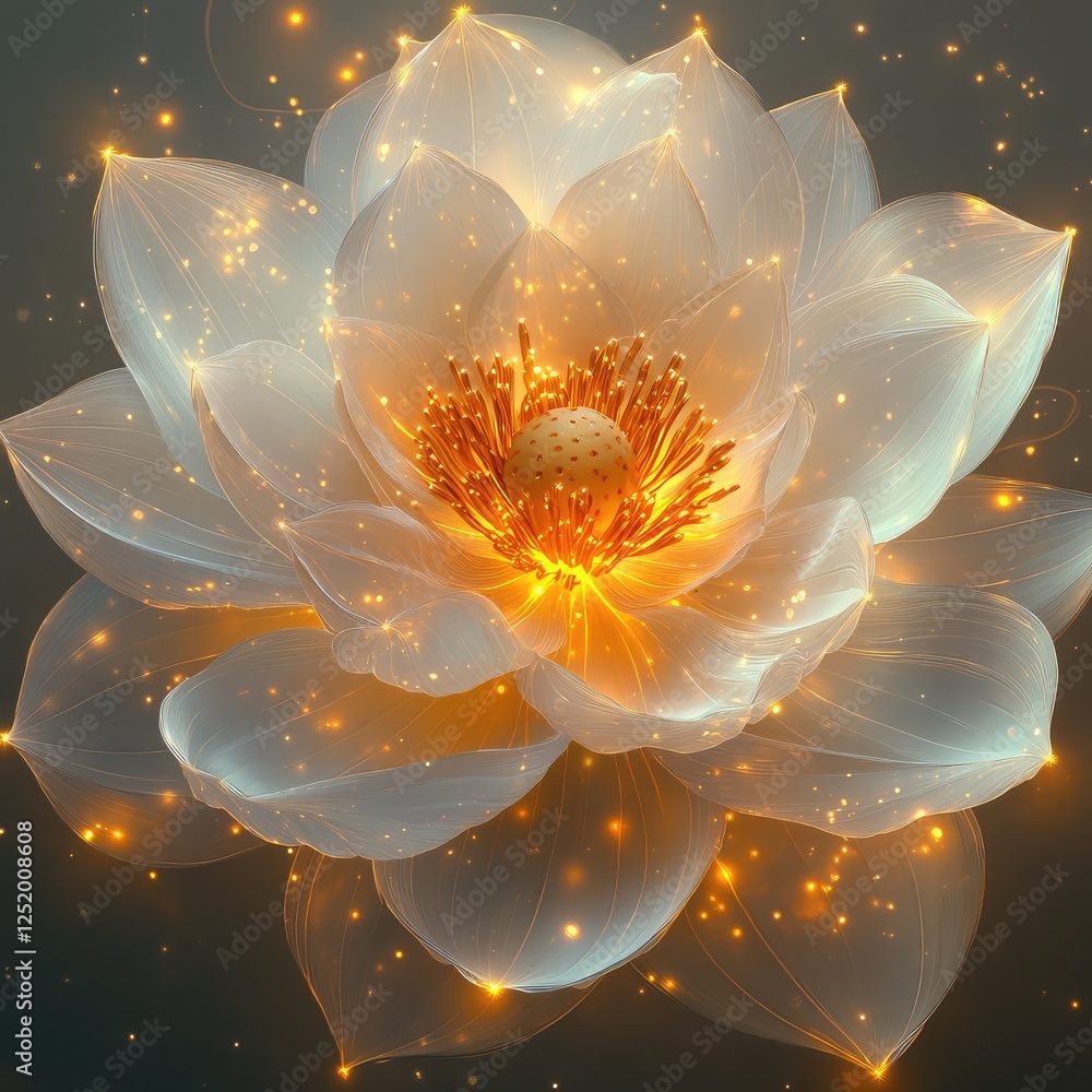 Poster captivating glowing abstract flower with radiant colors and intricate petal patterns for artistic an