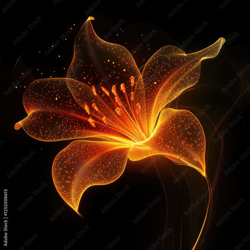 Poster captivating glowing abstract flower with radiant colors and intricate petal patterns for artistic an