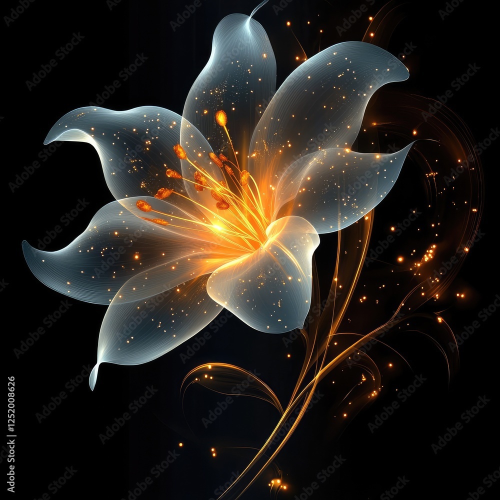 Aufkleber captivating glowing abstract flower with radiant colors and intricate petal patterns for artistic an