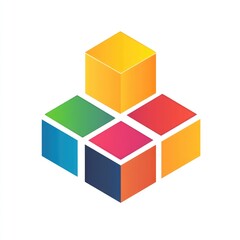 Minimalist 4 Cubes Logo Design: Clean and Modern Geometric Graphic on White Background