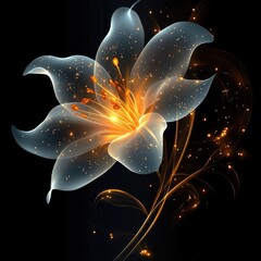 Captivating Glowing Abstract Flower with Radiant Colors and Intricate Petal Patterns for Artistic and Design Projects