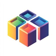 Fototapeta premium Minimalist 4 Cubes Logo Design: Clean and Modern Geometric Graphic on White Background