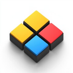 Minimalist 4 Cubes Logo Design: Clean and Modern Geometric Graphic on White Background