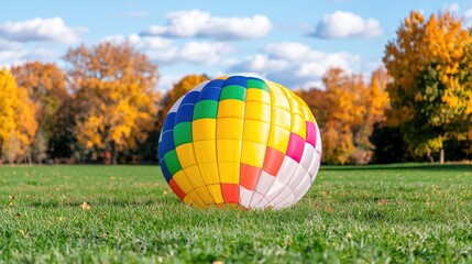 Obraz premium Colorful ball in autumn park