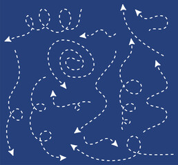 Abstract background with dash arrows going down, right, up. Vector illustration. Abstract background with black paper arrows.