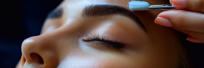 A close-up portrait of a young woman receiving facial sugar waxing, showing her relaxed and comfortable with a beautician working gently on her upper lip."

