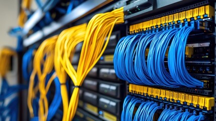 Intricate Network Infrastructure: A Close-Up of Data Cables