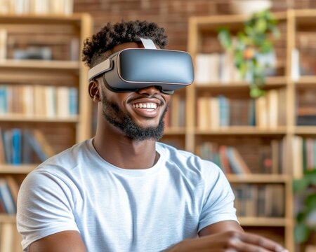 Experience the Future of Education A student immersed in a virtual classroom using a VR headset for innovative and immersive learning experiences Discover how virtual reality enhances engagement