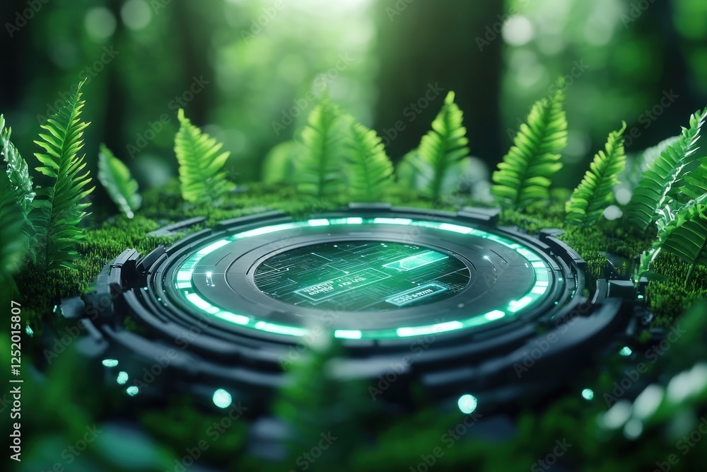 Poster explore a lush green forest with an emphasis on sustainable online learning, showcased in a compelli