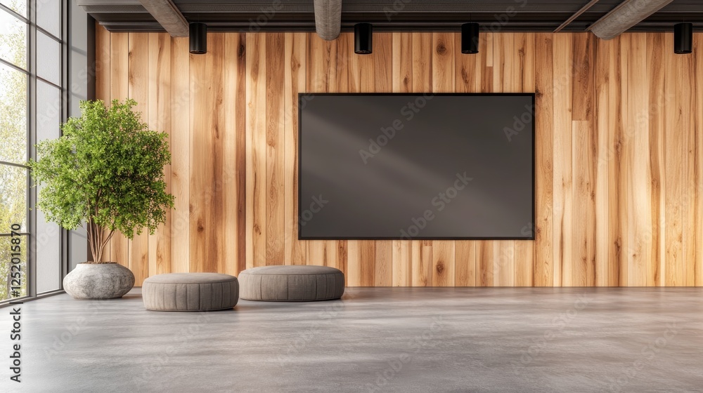 Poster explore a modern e-learning space designed for engaging education, featuring an interactive digital 