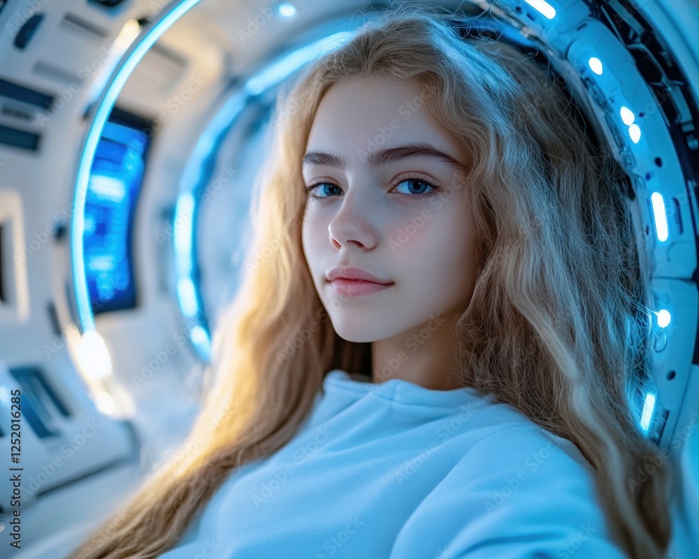 Poster explore the future of education with ai a student in a futuristic learning capsule using ai-driven p