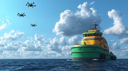 Innovative aerial technology autonomous drones clean up ocean waters for marine health