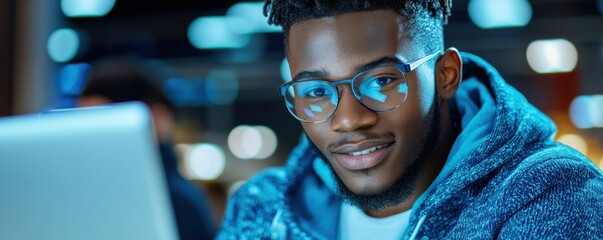 Explore the future of learning with this captivating image showcasing diverse students engaging in online learning with futuristic holographic technology Witness the digital education evolution